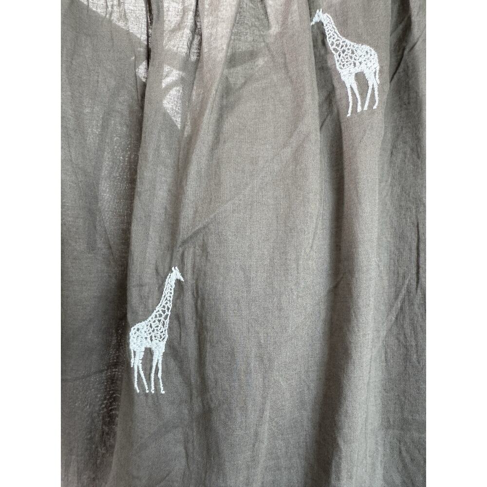 Loft Women's Embroidered Top Giraffe Tie-Neck Blouse Size S 3/4 Sleeves - Picture 8 of 12